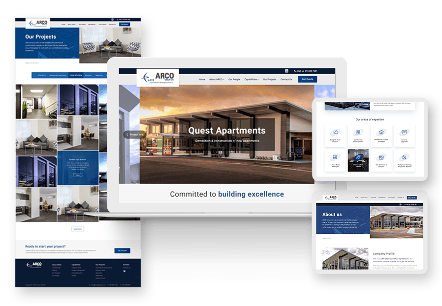Www.caziluroberra created the website for construction company ARCO to present their services